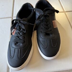Black with Tan Stripe Men's Sneakers